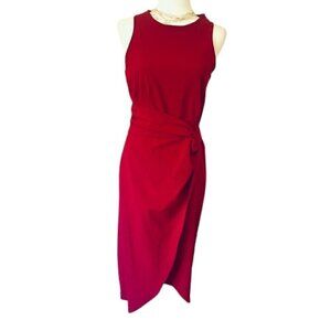 LUNE Solid Wrap Hem Dress – Size M (6) - Burgundy RED